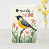 Carte d'anniversaire Shine Bird (Fleur jaune)