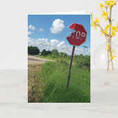 Carte d'anniversaire "Shredded Stop Sign" (Fleur jaune)