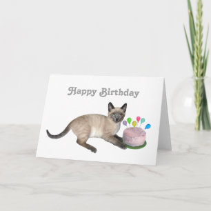 Carte d'anniversaire siamoise de chaton