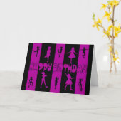 carte d'anniversaire silhouette dansante (Fleur jaune)