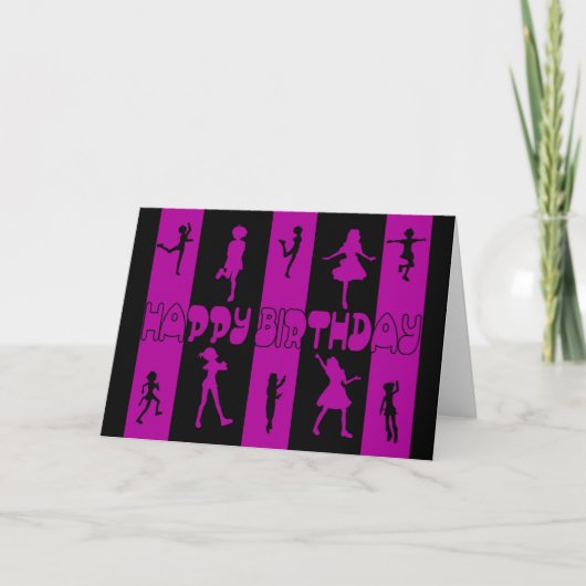 carte d'anniversaire silhouette dansante (Devant)