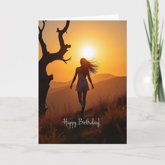Carte d'anniversaire Silhouette de coucher de sole (Devant)