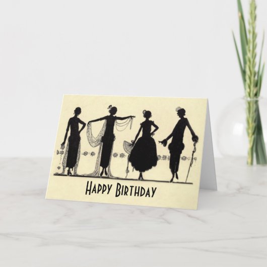Carte d'anniversaire Silhouette Flapper 1920 (Devant)