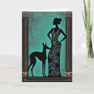 Carte d'anniversaire silhouette sarcelle