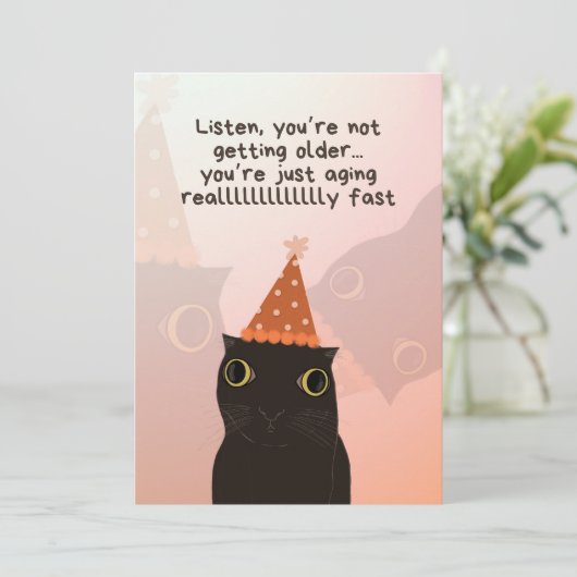 Carte d'anniversaire Silly Cat (Debout devant)