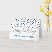 Carte d'anniversaire Silver Blue Confetti Niece (Fleur jaune)