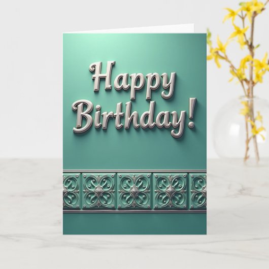 Carte d'anniversaire Silver Script (Fleur jaune)