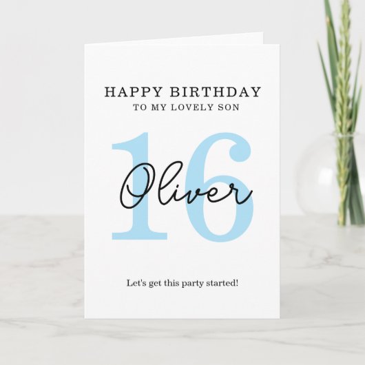 Carte d'anniversaire simple 16 ans. (Devant)