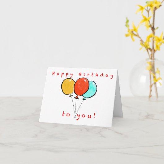 Carte d'anniversaire simple ballon (Fleur jaune)