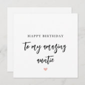 Carte d'anniversaire simple de la tante (Devant / Derrière)