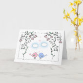 Carte d'anniversaire Simple et Jolies Oiseaux (Fleur jaune)