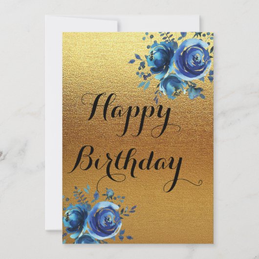 Carte d'anniversaire simple Golden happy (Devant)