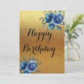 Carte d'anniversaire simple Golden happy (Debout devant)