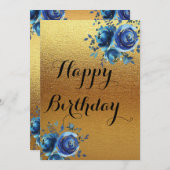 Carte d'anniversaire simple Golden happy (Devant / Derrière)