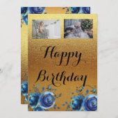 Carte d'anniversaire simple Golden happy (Devant / Derrière)