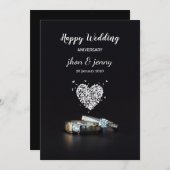 Carte d'anniversaire simple Mariage noir (Devant / Derrière)