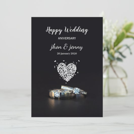 Carte d'anniversaire simple Mariage noir (Debout devant)