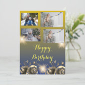 Carte d'anniversaire simple or heureux (Debout devant)