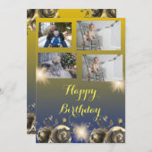 Carte d'anniversaire simple or heureux (Devant / Derrière)