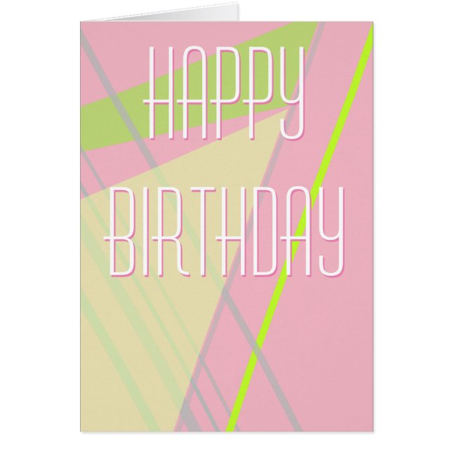 Carte d'anniversaire simple rose et vert citron (Devant)