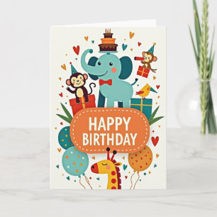 Carte d'anniversaire Singe Enjoué