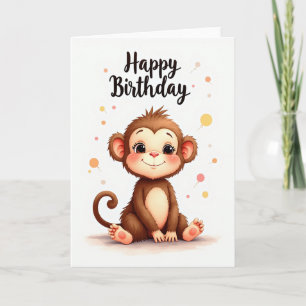 Carte d'anniversaire Singe Mignon