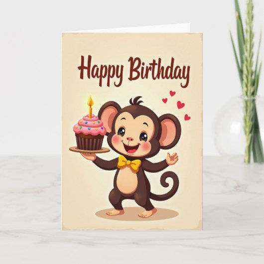 Carte d'anniversaire Singe Sourire (Devant)