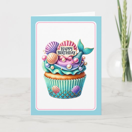 Carte d'anniversaire sirène (Devant)
