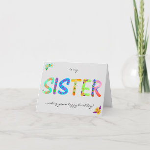 Carte d'anniversaire SISTER Bold Floral Bohemian