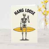 Carte d'anniversaire Skeleton Surfer (Fleur jaune)