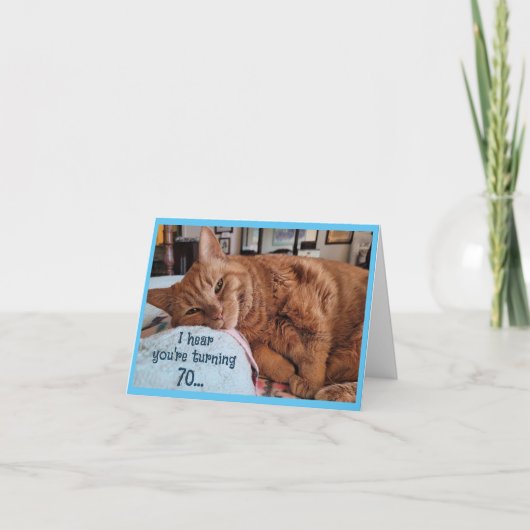 Carte d'anniversaire Sleepy Ginger Cat 70e (Devant)