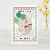 Carte d'anniversaire Sloth | Carte de gâteau de vo (Fleur jaune)