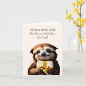 Carte d'anniversaire Sloth Funny (Fleur jaune)