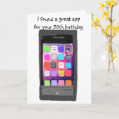 Carte d'anniversaire Smart Phone App 50e (Fleur jaune)