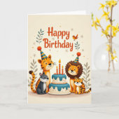 Carte d'anniversaire Smiling Critters (Fleur jaune)