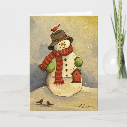 Carte d'anniversaire Snowman & Birdhouse 4905 (Devant)