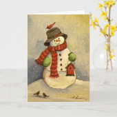 Carte d'anniversaire Snowman & Birdhouse 4905 (Fleur jaune)