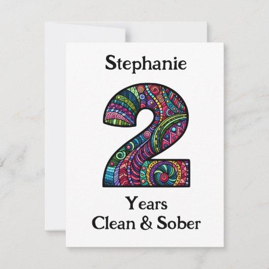 Carte d'anniversaire Sober personnalisée 2 ans (Devant)