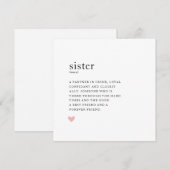 Carte d'anniversaire soeur (Devant / Derrière)