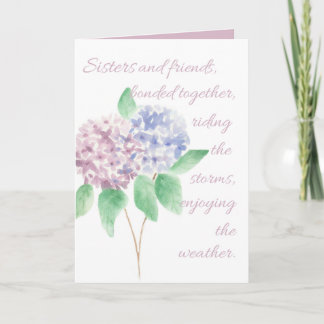 Carte d'anniversaire soeur - aquarelle hydrangea
