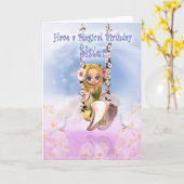 Carte d'anniversaire Soeur avec Cutie Pie fairy su (Fleur jaune)