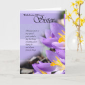Carte d'anniversaire Soeur crocus violet (Fleur jaune)