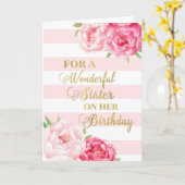 Carte d'anniversaire Soeur Fleurs et Grandes Roses (Fleur jaune)