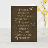 Carte d'anniversaire Soeur humoristique (Fleur jaune)