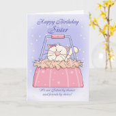 Carte d'anniversaire Soeur - jolie marionnette Por (Fleur jaune)