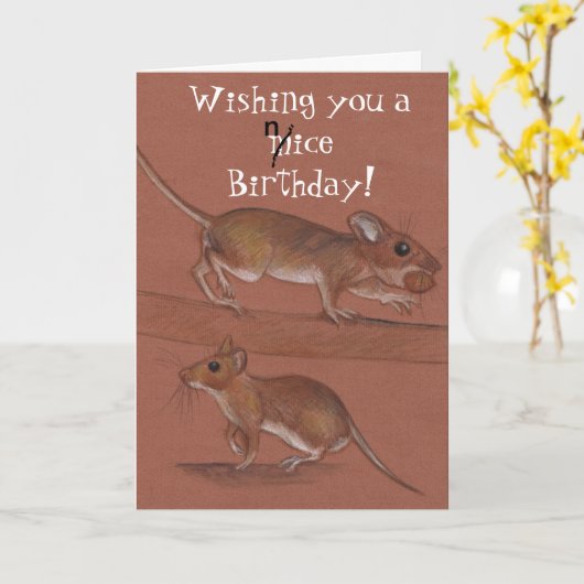 carte d'anniversaire souris (Fleur jaune)