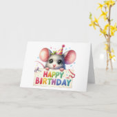 Carte d'anniversaire Souris Mignonne (Fleur jaune)