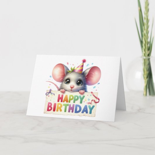 Carte d'anniversaire Souris Mignonne (Devant)
