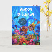 Carte d'anniversaire sous la mer (Fleur jaune)