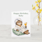 Carte d'anniversaire Spa Kitty (Fleur jaune)